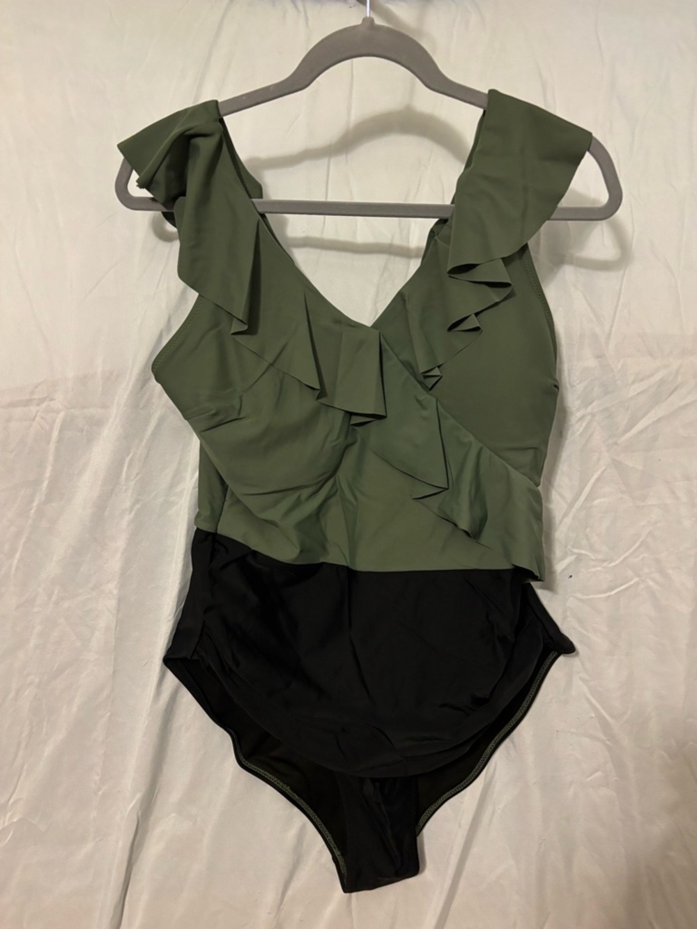 Blooming Jelly Ruffle V-Neck One Piece Swimsuit Tummy Control Slimming Size XL